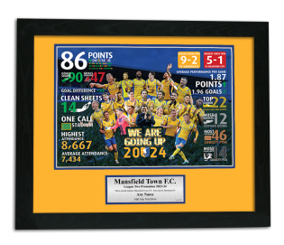  Mansfield Town FC Promotion 2024 Ltd Edition Personalised Framed Print Player Montage & Season Stats